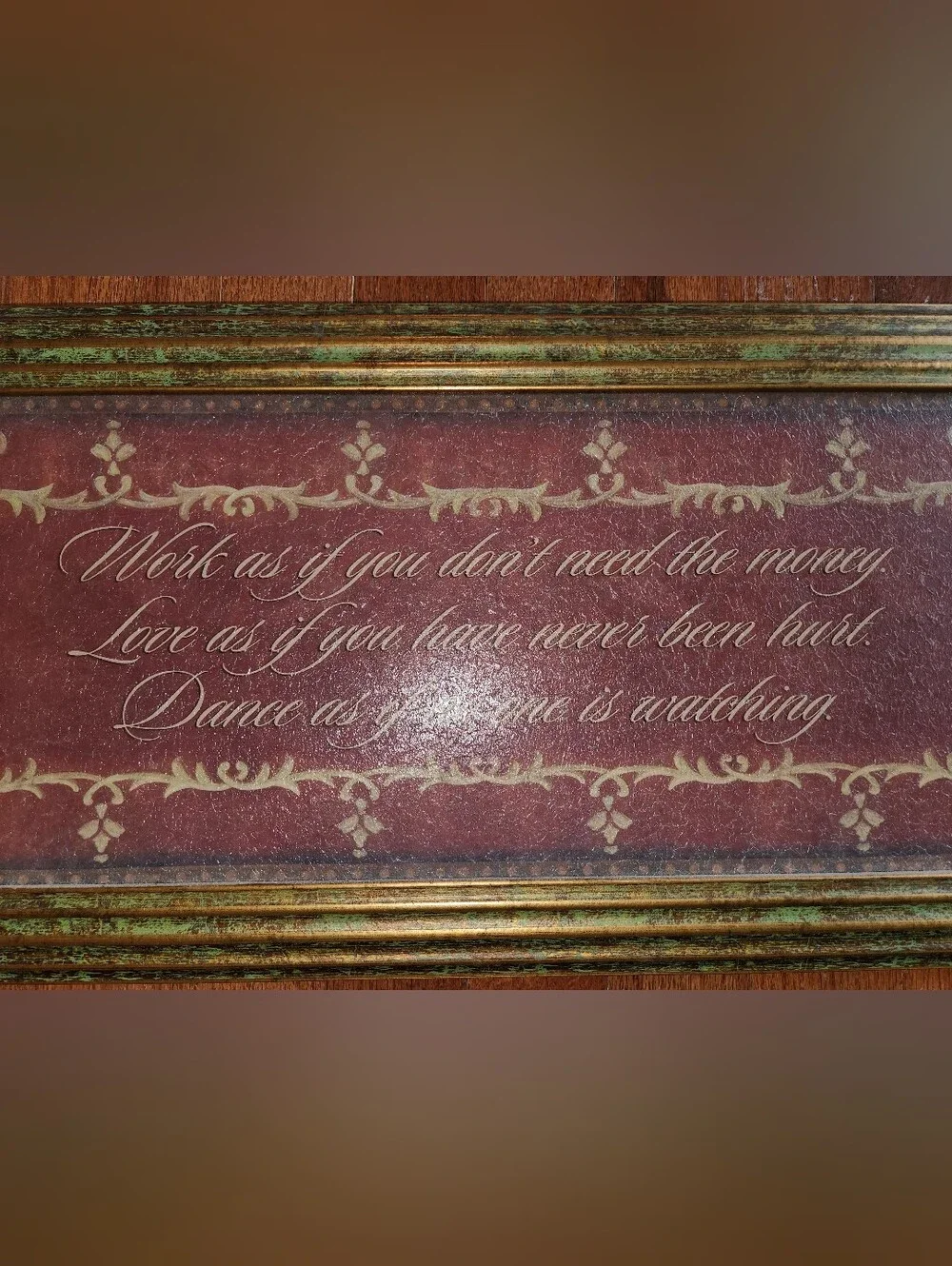 Framed Inspirational Wall Art in Burgundy and Gold